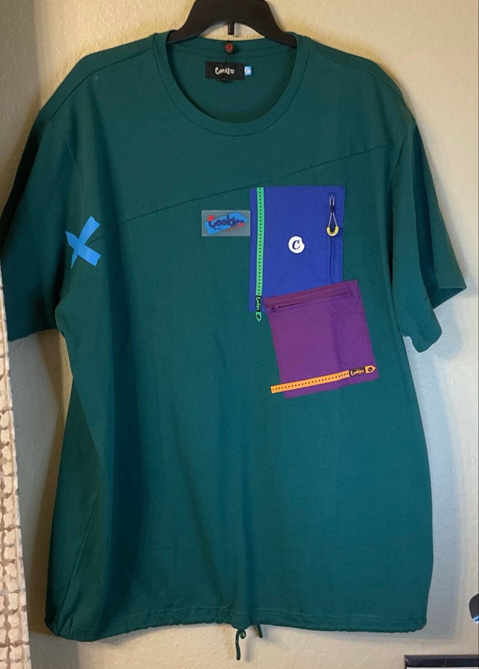 NWT Cookies SF Men's 4XL Green Multi-Pocket Utility Streetwear T-Shirt